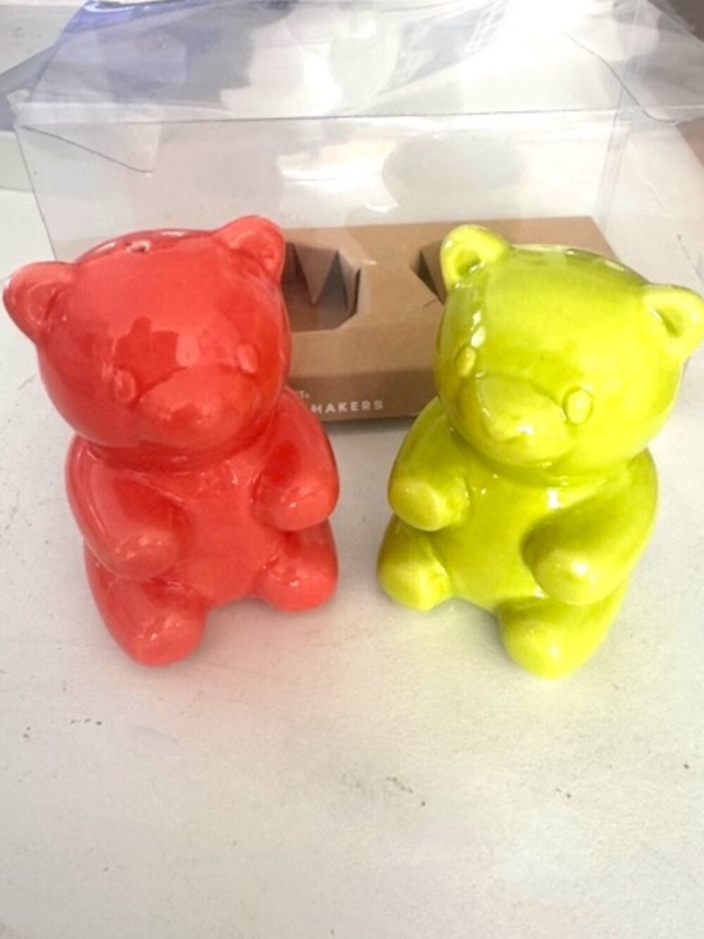 Ceramic Gummy Bear Figural Salt and Pepper Shaker Set